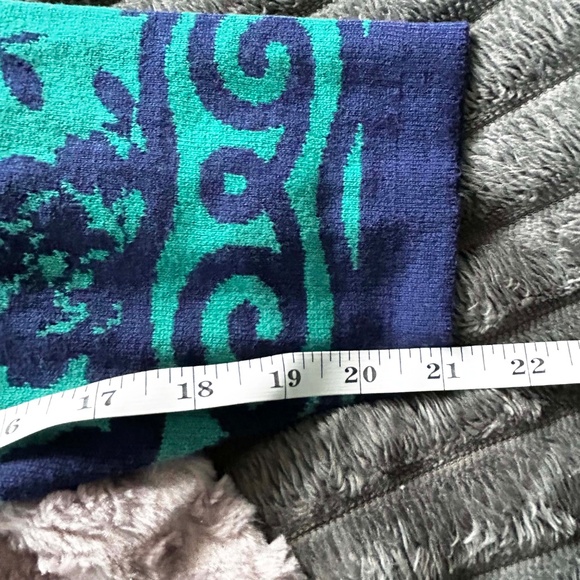 JACKET, BLANKET SWEATER, ROYAL BLUE/TEAL, SZ 3X, GRAPHIC FLORAL, COTTON RAYON - Picture 10 of 15